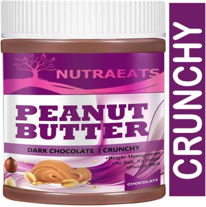 NutraEats Nutrition Crunchy Peanut Butter | Dark Chocolate Peanut Butter with High Protein & Anti-Oxidants Premium(74) 475 g