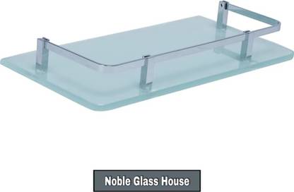 Noble Glass Frosted Shelves 10X6 Steel Railing Glass Wall Shelf