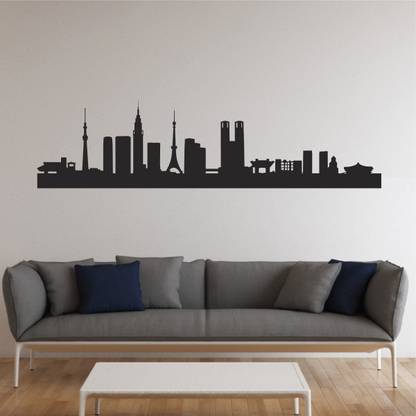 Decoration Designs 94 cm Wall Sticker tokyo japan skyline silhouette Door,Window, Design Decal Standar(Cover Area:-94x24cm) Self Adhesive Sticker