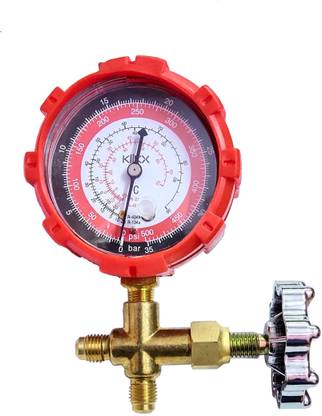 Mass Pro Analog Tire Pressure Gauge Unique Single 500 Psi (35 bar) Meter Manifold Pressure Gauge Air Conditioner Refrigerant Gas Gauge 410 / R22 / R12 / R134 Refrigerant Filling Device Refrigeration Tool