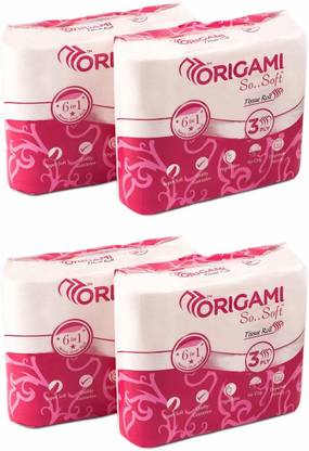 Origami So Soft - 3 Ply Toilet Paper | Tissue Roll - 6 in 1 (Pack of 4)- 24 Rolls - Total 3840 Pulls Toilet Paper Roll