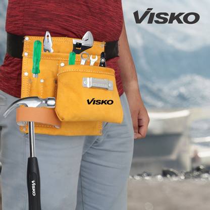 VISKO Leather Tool Bag With 5 Pockets , Hand Tool Holders Leather Tool Bag