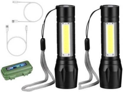JK Sales Flashlight + Desk Lamp with Gift Box Focus Zoom Torch Light with 3 Modes Adjustable for Emergency and Activities Torch (Black : Rechargeable Torch