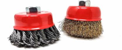 Sauran 75mm Combo of Twisted Cup Brush and Non Twisted Cup Brush for 4" Angle Grinder Wheel Brush