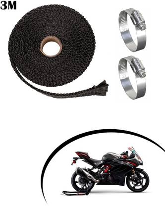 Giinix 3 Meter Black Bike Silencer Wrap With 2 Clamp for Apache RR 310 Bike Exhaust Heat Shield