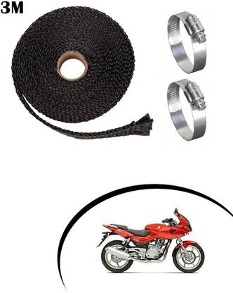 Giinix 3 Meter Black Bike Silencer Wrap With 2 Clamp for Pulsar 220 DTS-i Bike Exhaust Heat Shield