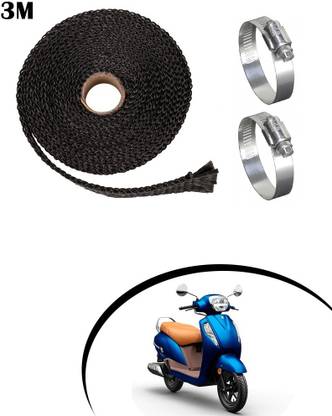 Giinix 3 Meter Black Bike Silencer Wrap With 2 Clamp for Access Bike Exhaust Heat Shield