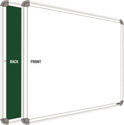 SRIRATNA Non-Magnetic 2x3 Feet Double Sided Both Side Writing one Side White Marker and Reverse Side Chalk Board Surface (Pack of 1, Size 2feet x 3feet, White & Green),Model Number_09 Green, White board