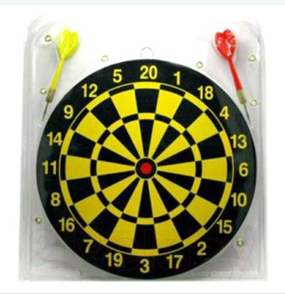 zazz store 9 inch Wooden Double Faced Dartboard Game with 2 Dart Dart Board Game