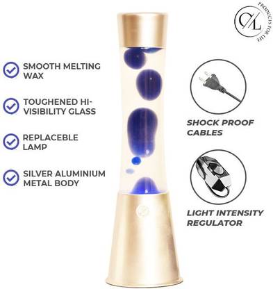 OneLife Blue Lava Lamp (Silver Base) | 15 Inch Day/ Night Lamp with Soft Molten Blue Lava in Clear Fluid, Warm Romantic Sensory Calming Lamp