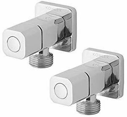 KOHLER 76390IN-9-CP-Pk2 Brass Angle Valve, Stop Cock with Wall Flange, Chrome Finish (Pack of 2) Stop Cock Faucet