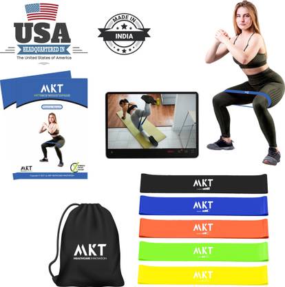 MKT Healthcare Innovation MKT Resistance Loop Bands (Set of 5) with Exercise Manual, eBook, Workout videos Resistance Band