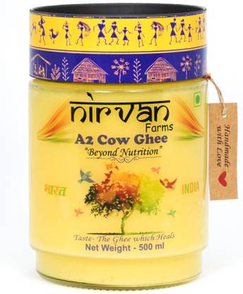 Nirvan Farms A2 Cow Ghee Glass Bottle