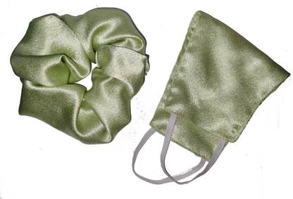 VB Store Pure Silk Ocado Scrunchie with Mask- Set of 2 Rubber Band