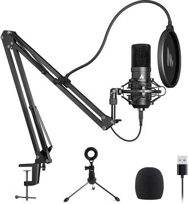 Maono AU-A04 Plus Microphone With Scissor Arm Stand,Metal Shock Mount,Clamp & Windscreen