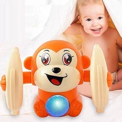 Galaxies Dancing and Spinning Rolling Doll Tumble Monkey Toy Voice Control Banana Monkey with Musical Toy with Light and Sound Effects and Sensor(MixColor)