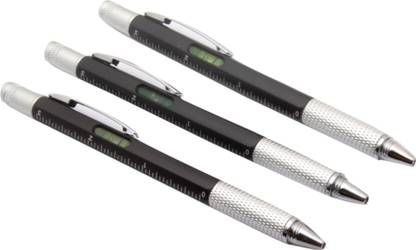 Ledos Set Of 3 -Ledos 5 in 1 Ballpoint Pen With 2 Screw Driver, Measuring Scale, level Indicator, For Office & School - Black Multi-function Pen