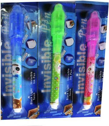 Oneclickshopping Pack of 3 Invisible Ink Pen with UV Light Multi-function Pen