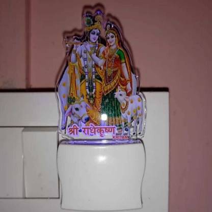 कृतम 3D Illusion Radha Krishna Couple Night Lamp for Gift with Color Changing Led Light (samll) टेबल लैम्प