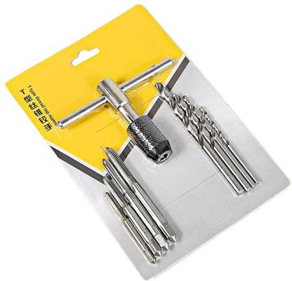 A&S TOOLSHOP 9pcs Mini Hand Tap Thread Wire Tapping Threaing Grinding Carving Tap Die Tool Set M3 M4 M5 M6 Drill 2.5mm 3.3mm 4.2mm 5.0mm Single Sided Combination Wrench
