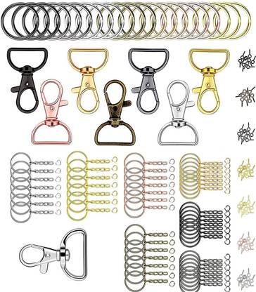 DIY Crafts DHook Type Swivel Clasps Set Metal Lanyard Snap Lobster Claw Clasps Keychain Rings Eye Screws Jump Rings Screw Hook for Bags Jewelry Making, Pcs (5 Only Kerings, KC Gold)