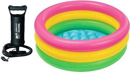 YOUNG STAR (USA*TECK-24) BEST SELLER,PEOPLE CHOICE PREMIUM QUALITY 2 FEETS(61 CM) WIDTH AND 22CM HEIGHT ,THREE COLOUR WATER BATH TUB POOL FOR YOURS LOVLY KIDS AND BABY WITH AIR PUMP.AGE 0-3 YEARS.