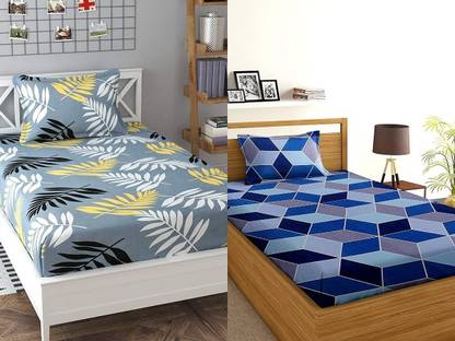 Decent Home Microfiber Single Flat 220 TC Geometric Bedsheet