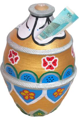 Samrat craft Flowers Gold Gullak Coin Bank