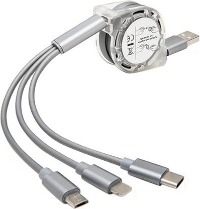 Speeqo Micro USB Cable 2 A 1.2 m 3-in-1 Retractable USB Charging Cable Multi-Device Fast Charger Cord with Micro USB / Lightning / Type C