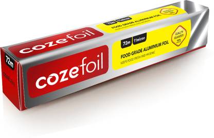 COZE Aluminium Foil (length 72 metres) | Pack of 1 Roll | 100% Oven & Grilling safe up to 220�C | Non-stick & greaseproof | 100% food safe, FDA Approved | Aluminium Foil for Food Packing Aluminium Foil