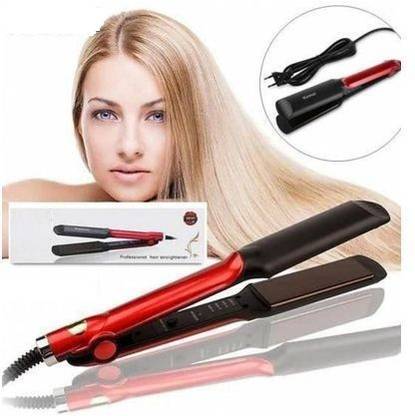 Firststep ™ Red And Black KM 531 ORG Professional Electric Ceramic Hair Straightener With Temperature Control And Digital Display Automatic Temperature System | 1.5 Meter Cord Wire ™ Red And Black KM 531 ORG Professional Electric Ceramic Hair Straightener With Temperature Control And Digital Display Automatic Temperature System | 1.5 Meter Cord Wire Hair Straightener