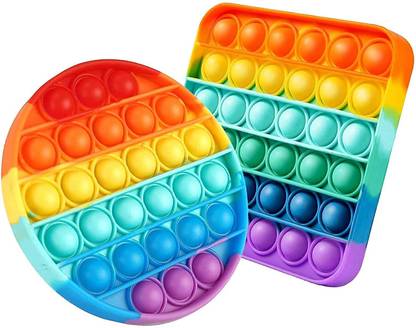 HILY Push Pop Bubble Sensory Fidget Toy Set ,Pop It Push Pop Silicone -Relief Items Popper Fidget Educational Toys for Autism Special Needs Toys , Family and Friends (Round + Square)