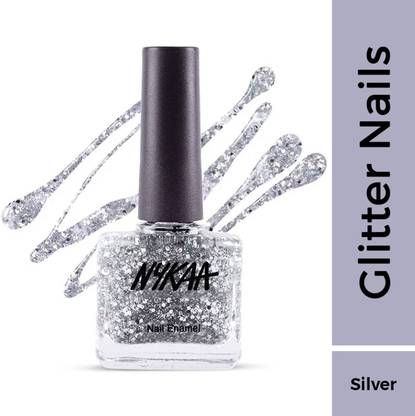 न्यका Star Studded Glitter Coat Nail Enamel Polish - Silver Snow 227 सिल्वर