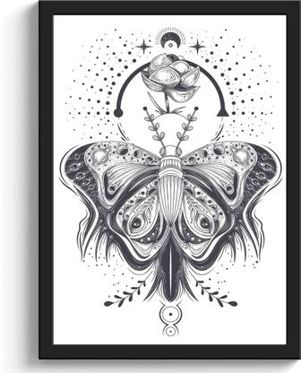 GS Decor Aesthetic Chroma Butterfly Wall Art - Plexi Glass | Boho Room Decor - Black Frame Digital Reprint 12 inch x 9 inch Painting