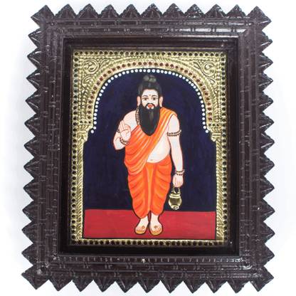 anciently Agathiyar Tanjore Paintings Original (10x8 Inch) | 22 Carat Gold Tanjore Paintings With Frame | Agathiyar Photo Frame Thanjavur Paintings | Siddhar Tanjavore Paintings For Pooja Room Canvas 10 inch x 8 inch Painting
