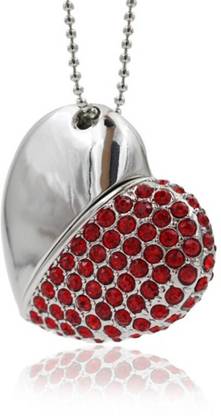 Tobo 16 GB Heart Shape USB2.0 Flash Drive Crystal Pendant Thumb Drive Jewelry Memory Stick Necklace Pen Drive Jump Metal Heart Shape Designer Pendrive 16 GB Pen Drive Compatible with Mobile, Laptop, Desktop Computer, Tablet USB 2.0 Metal Case