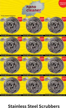 NANO SCRUBBER Nano Cleaner Stainless Steel Scrubber (Regular, Pack of 12) Stainless Steel Scrub