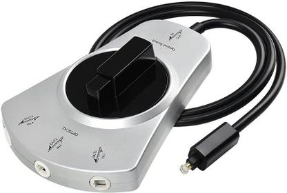 microware 3 IN 1 Out Digital Toslink Optical Audio Splitter Manual Switch with 2.6ft Fiber Optic Cable Media Streaming Device
