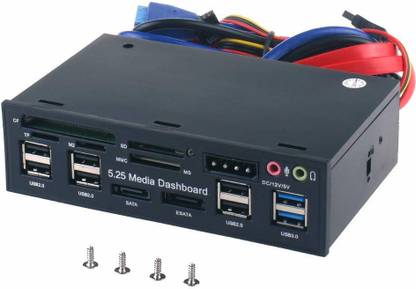 microware 5.25\'\' Media Dashboard Muiti-funtion Card Reader USB 2.0 USB3.0 20Pin e-SATA SATA Front Panel Media Streaming Device