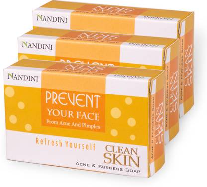 Nandini Clean Skin Acne and Fairness Soap, (Pack of 3)
