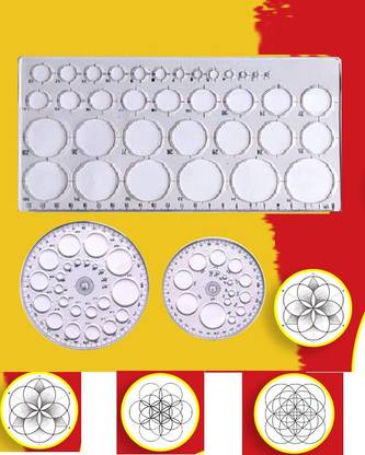 First Click Circle Stencil 35,25,16 circles Set of 3 Ruler (SET OF 1) DRAWING SET Stencil