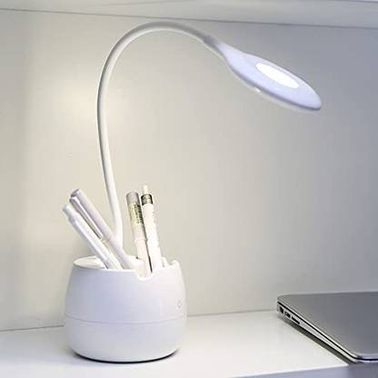 Finate Rechargeable LED Dimmable Table Desk Lamp with Pen & Mobile Phone Holder, Storage Case, Adjustable Gooseneck for Study Study Lamp