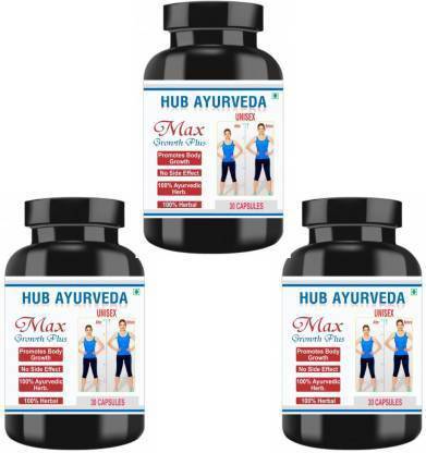 Hub Ayurveda Max Growth Plus Natural & Ayurvedic Capsule Pack of 3