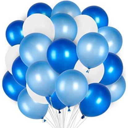 Nayugic Solid 25 Blue White Dark Blue Balloons Set of 25 Pcs for Birthday Decoration Anniversary Wedding Celebrations Balloon