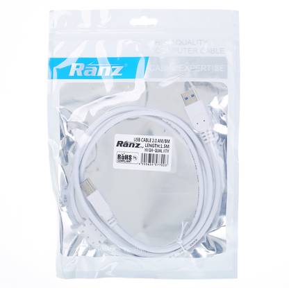 Ranz printer cable 1.5m Micro USB Cable (Compatible with Printer, White) Power Meter for Cables