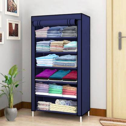 Sasimo 1 Door 6 Shelf Fabric PP PC Collapsible Wardrobe