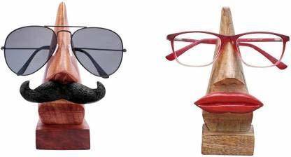 LyqArt 1 Compartments Wooden Wooden Nose Shaped Spectacle Specs Eyeglass Sunglasses Holder Stand with Lip Spectacle Holder | Nose-shaped Eyeglass Holder Spectacle Display Stand Accessory Makes a Unique Gift | Gift for Student & adults