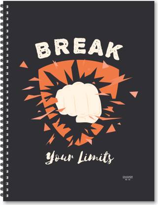 ESCAPER Break Your Limits Designer Register A4 Size | Spiral Notebook Ruled a4 | a4 Size Notebook | Register Book | Motivational Notebooks A4 Notebook Ruled 160 Pages