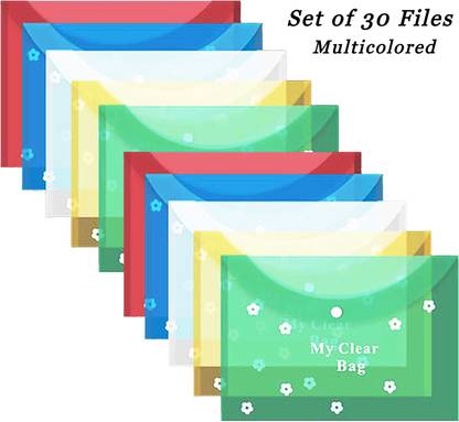 Style Freak My Clear Bag Full Size Transparent A4 Paper Size Button Organizer File Folder