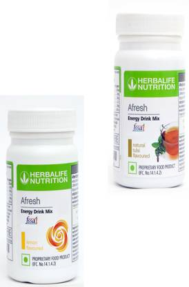HERBALIFE Afresh Energy Drink Mix - Lemon & Tulsi FLavor With Green Tea Extracts For Weight Loss & Fat Loss Combo Pack Of 2 PIECES Combo